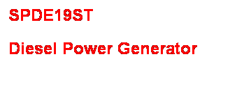 Text Box: SPDE19ST
Diesel Power Generator 
